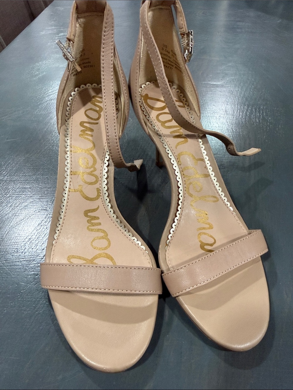 Sam Edelman Patti Nude Beige Ankle Strap Dress Sandals - Size 5.5